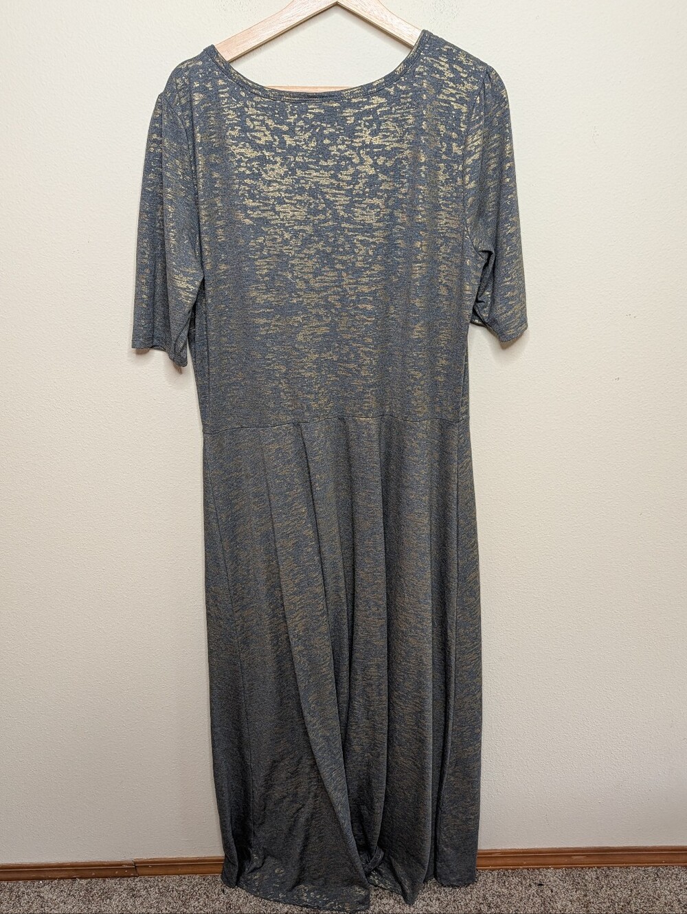 LuLaRoe Nicole Limited Edition Gray Gold Foil Maxi Dress 3XL - Picture 5 of 7